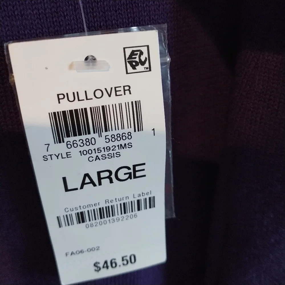 Karen Scott Classic Purple Cotton Pullover V Neck Sweater Top L - Picture 5 of 9